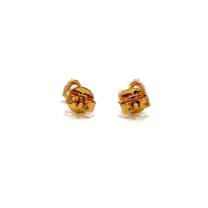 Flourishan Two Stone Stud Earrings (Oval & Round) - 18k Yellow Gold #12909