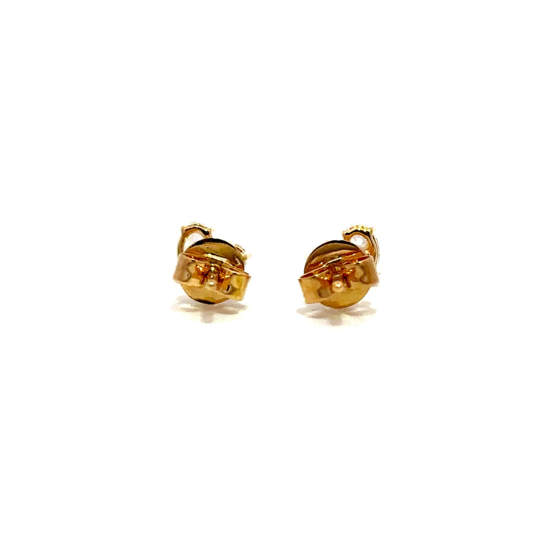 Flourishan Two Stone Stud Earrings (Oval & Round) - 18k Yellow Gold #12910