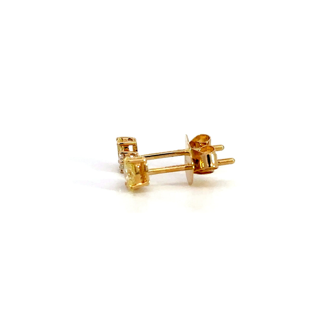 Flourishan Two Stone Stud Earrings (Oval & Round) - 18k Yellow Gold #12912
