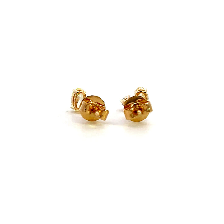 Flourishan Two Stone Stud Earrings (Oval & Round) - 18k Yellow Gold #12912