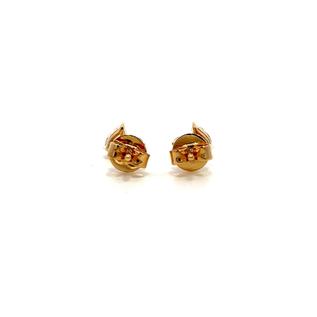 Flourishan Two Stone Stud Earrings (Pear & Round) - 18k Yellow Gold #12914