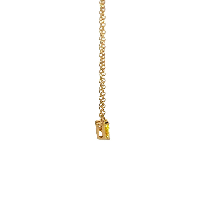 Flourishan Two Stone Necklace (Pear & Round) - 18k Yellow Gold #12915