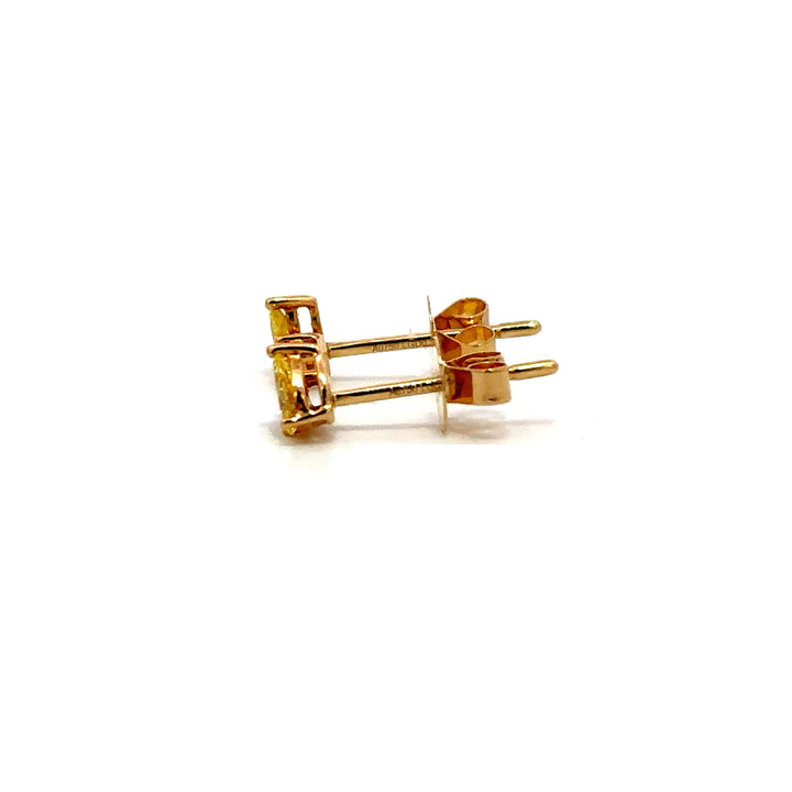 Flourishan Two Stone Stud Earrings (Pear & Round) - 18k Yellow Gold #12916