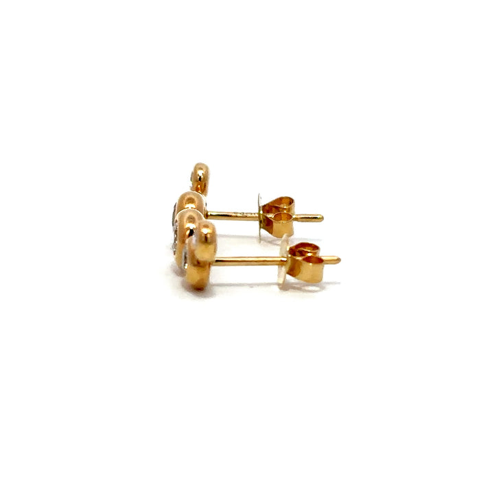 Flourishan Three Stone Bezel Earring - 18k Yellow Gold #12918
