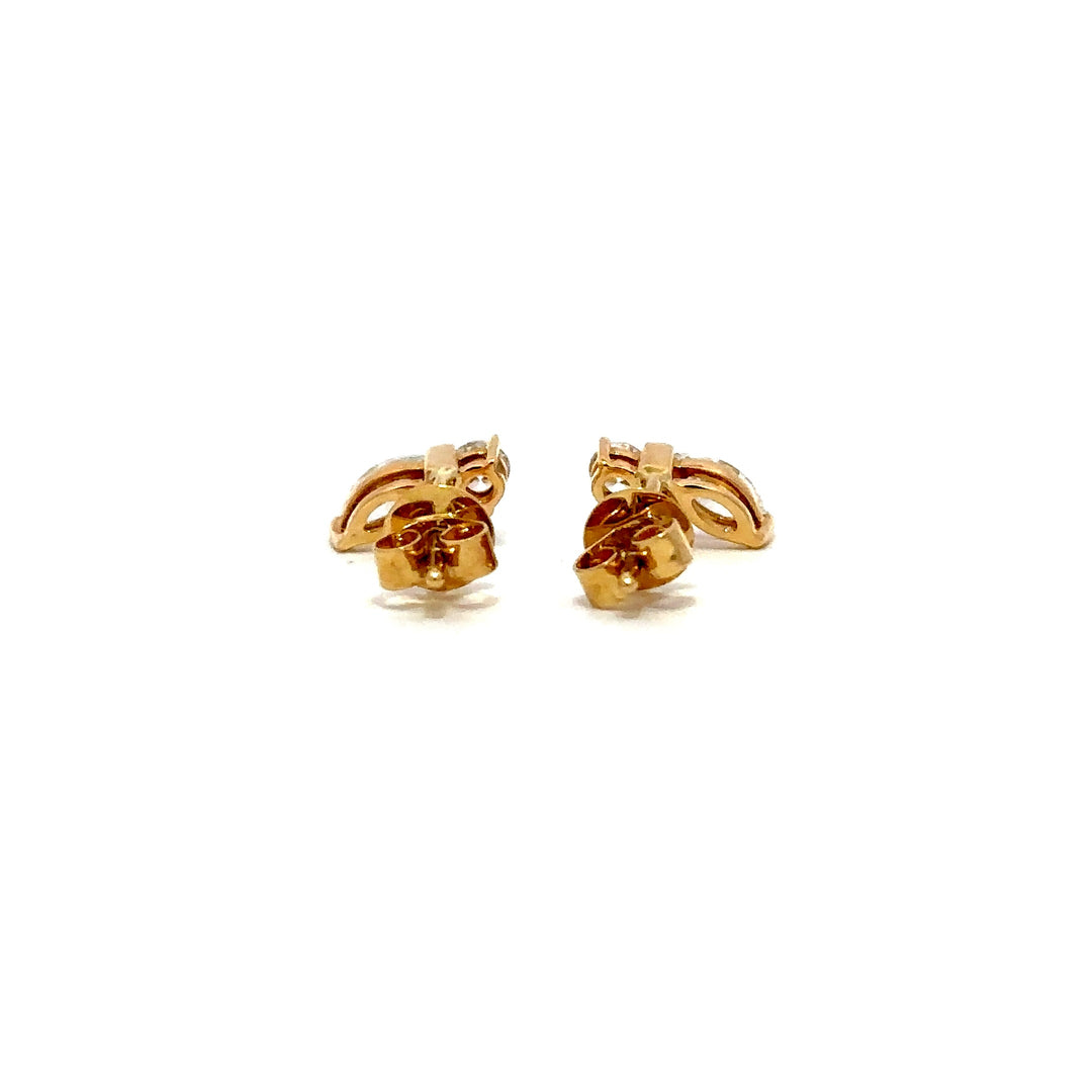 Flourishan Cluster Stud Earrings (Marquise & Pear) - 18k Yellow Gold #12921