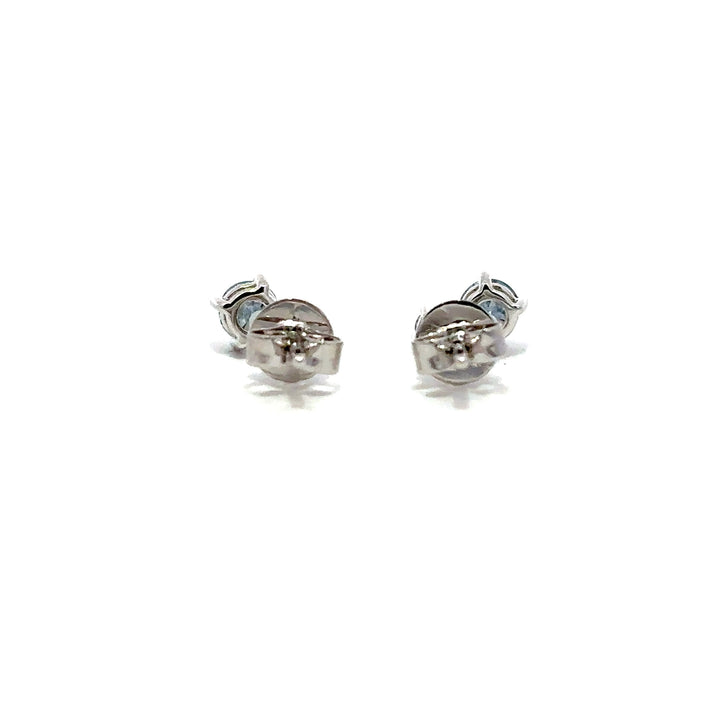Flourishan Two Stone Stud Earrings (Round) - 18k White Gold #12925