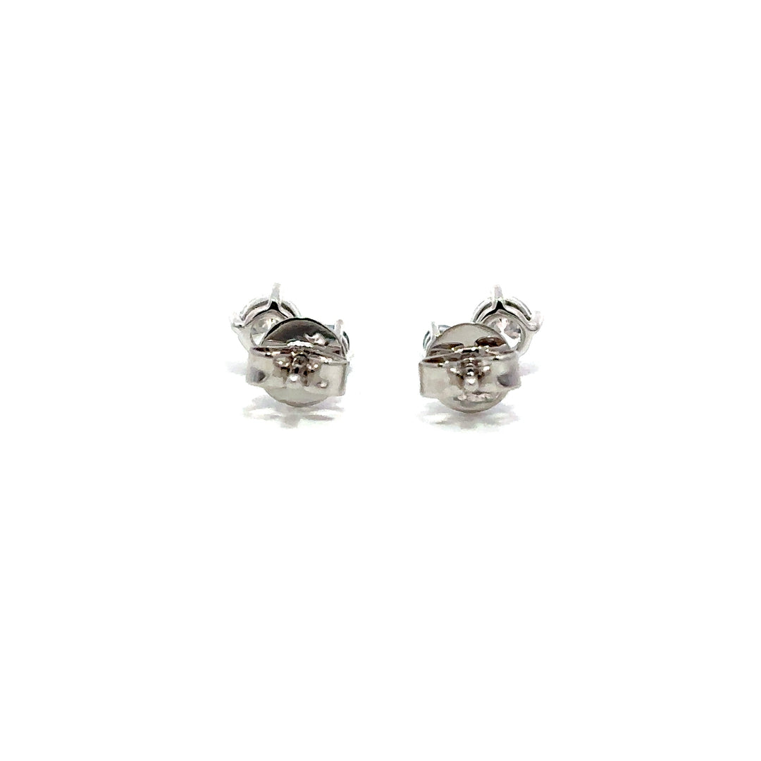 Flourishan Two Stone Stud Earrings (Round) - 18k White Gold #12926