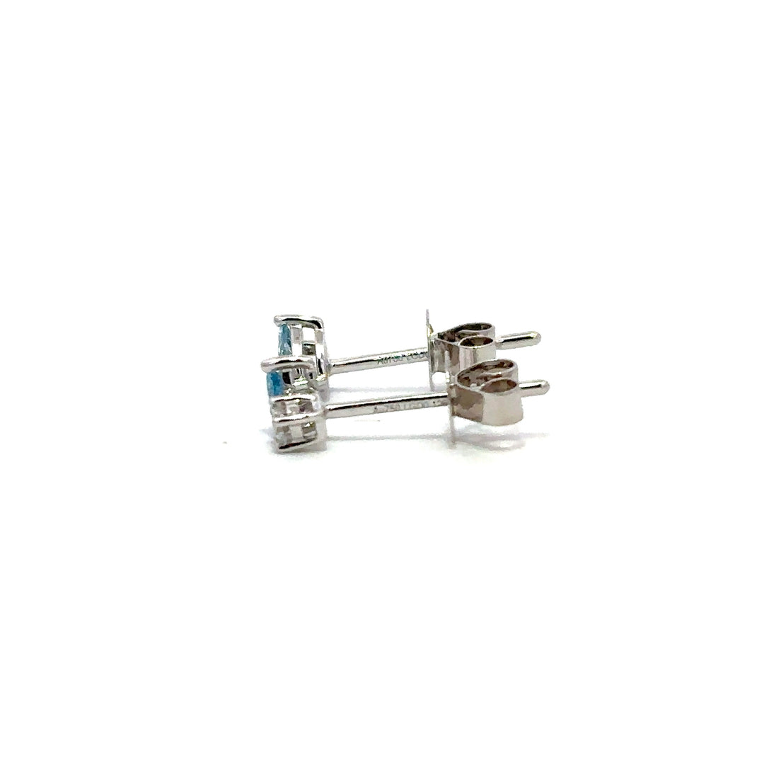 Flourishan Two Stone Stud Earrings (Pear & Round) - 18k White Gold #12931
