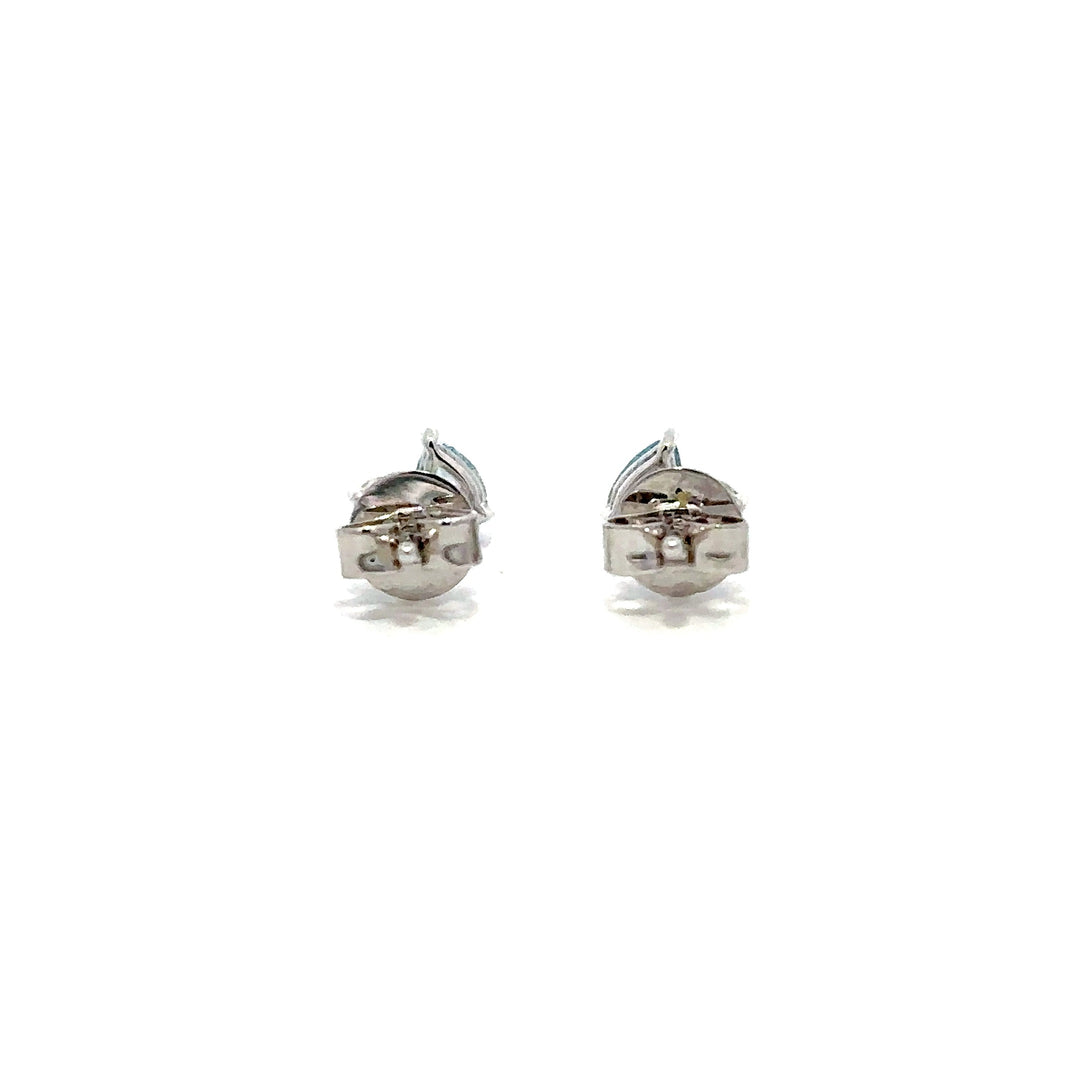 Flourishan Two Stone Stud Earrings (Pear & Round) - 18k White Gold #12931