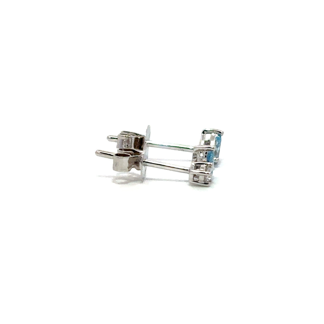 Flourishan Two Stone Stud Earrings (Pear & Round) - 18k White Gold #12931