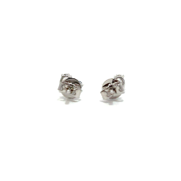 Flourishan Two Stone Stud Earrings (Pear & Round) - 18k White Gold #12932