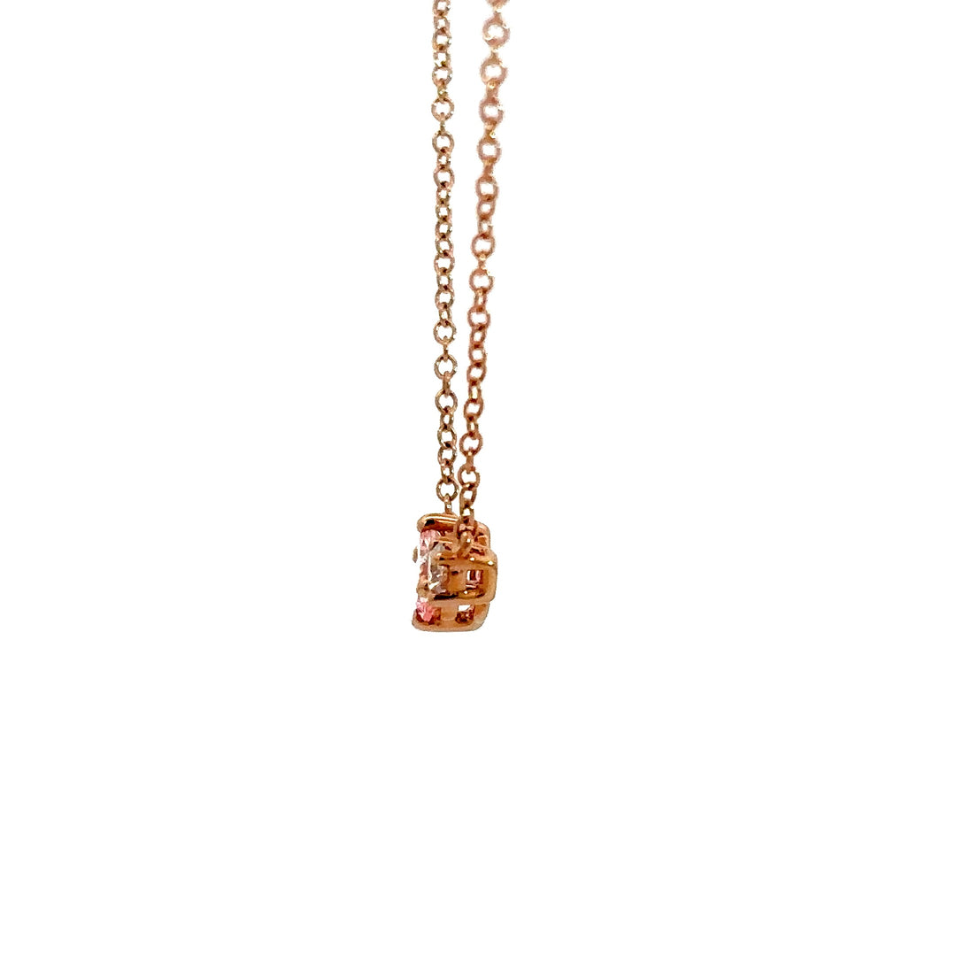 Flourishan Two Stone Necklace (Oval & Round) - 18k Rose Gold #12934