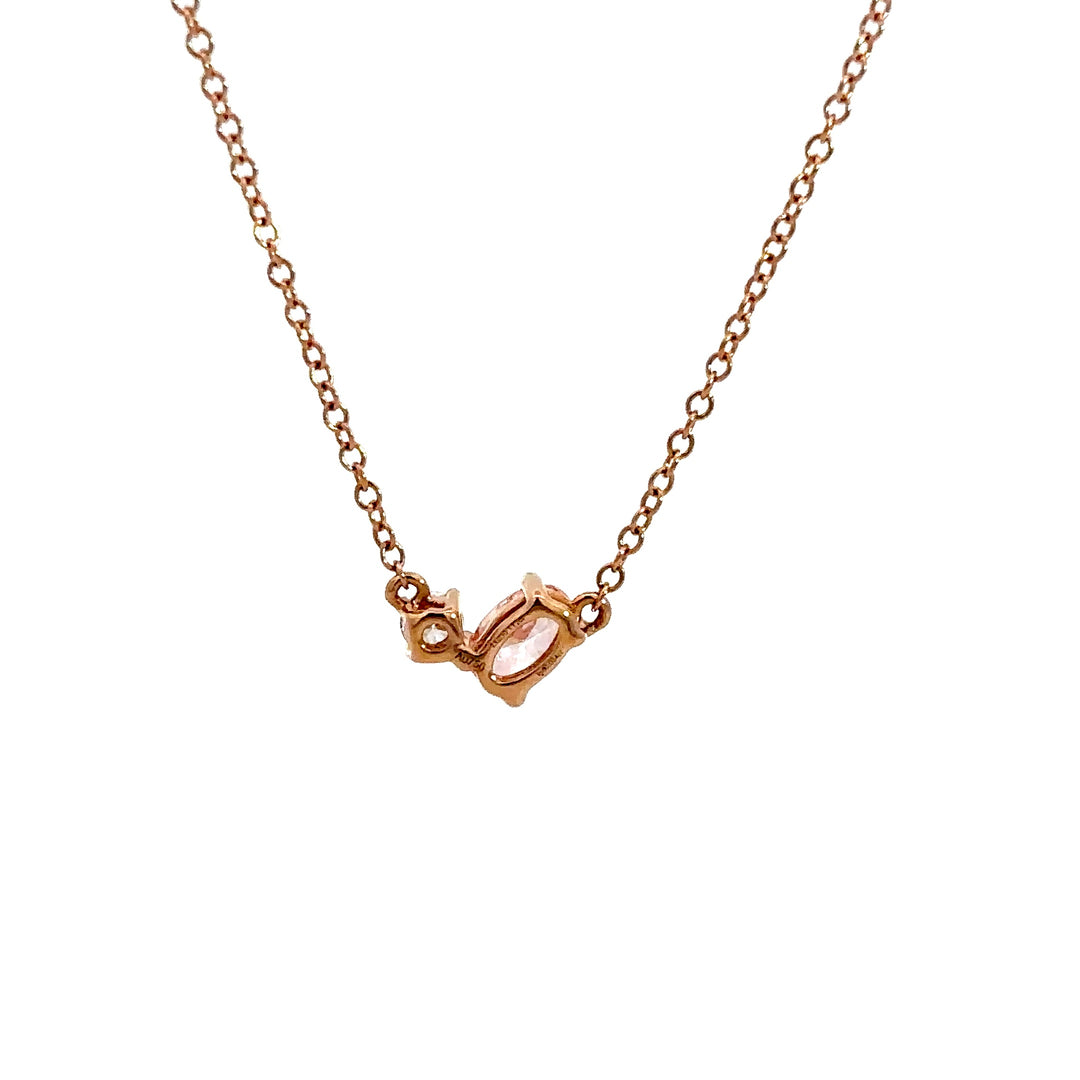Flourishan Two Stone Necklace (Oval & Round) - 18k Rose Gold #12934