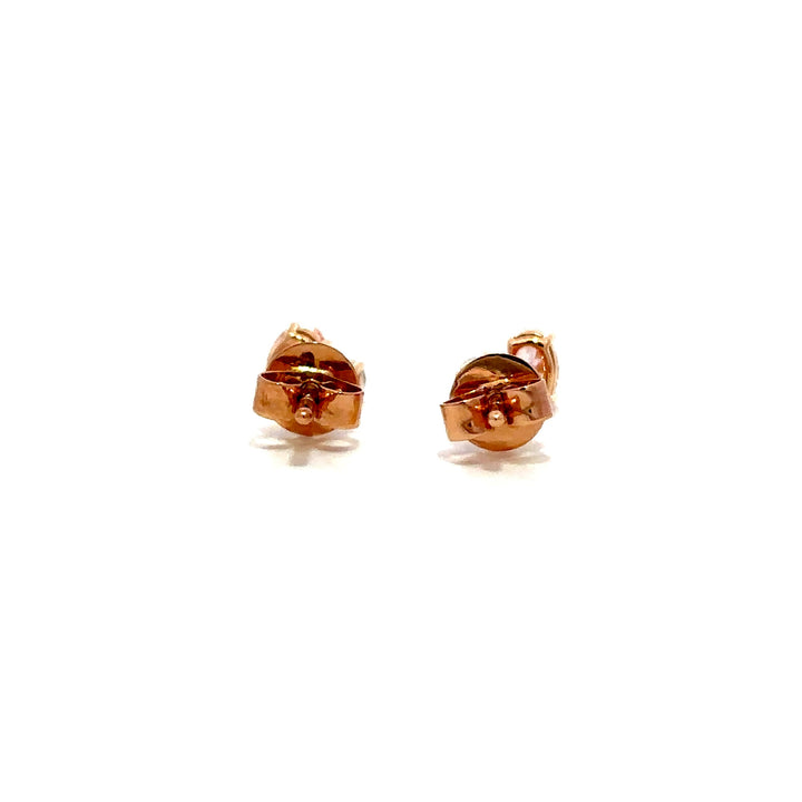 Flourishan Two Stone Stud Earrings (Oval & Round) - 18k Rose Gold #12935