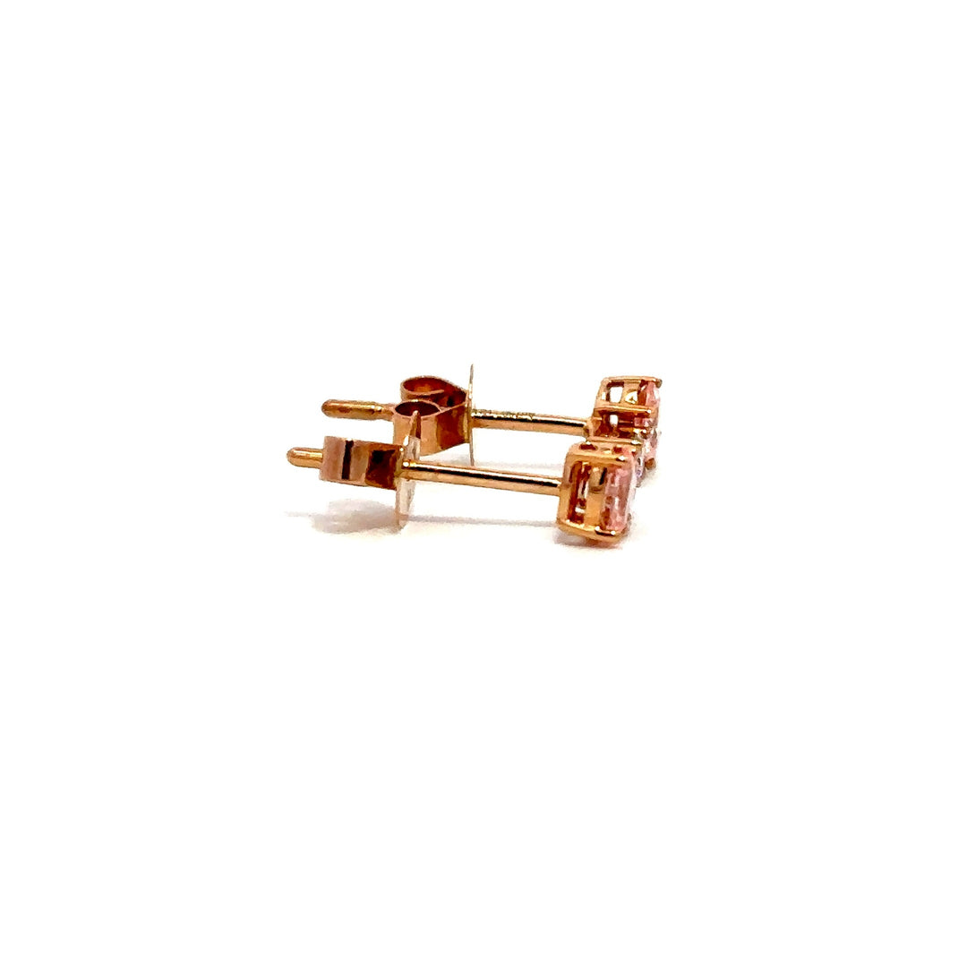 Flourishan Two Stone Stud Earrings (Oval & Round) - 18k Rose Gold #12935