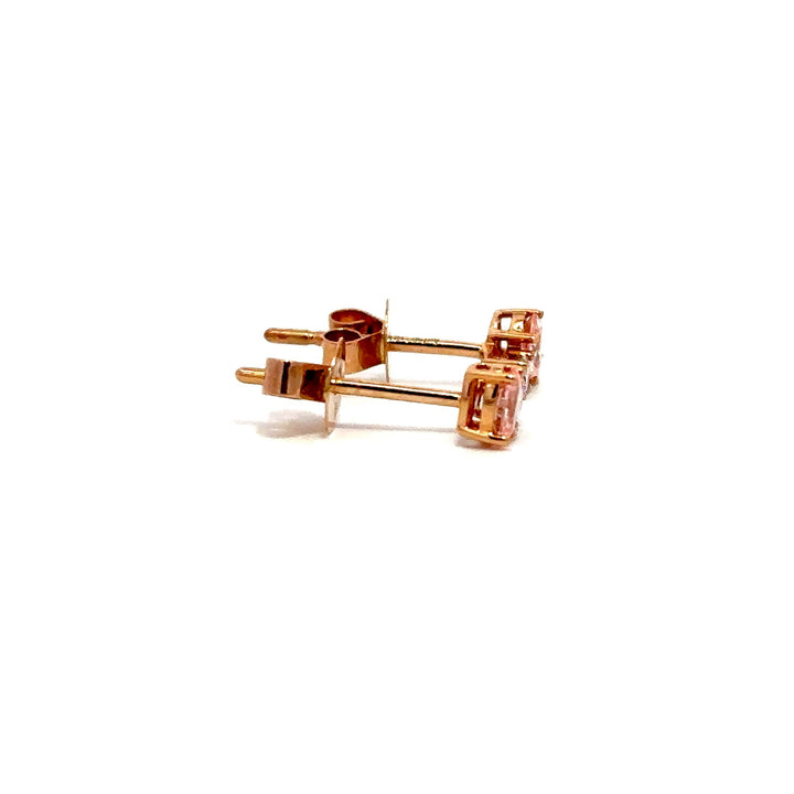 Flourishan Two Stone Stud Earrings (Oval & Round) - 18k Rose Gold #12935
