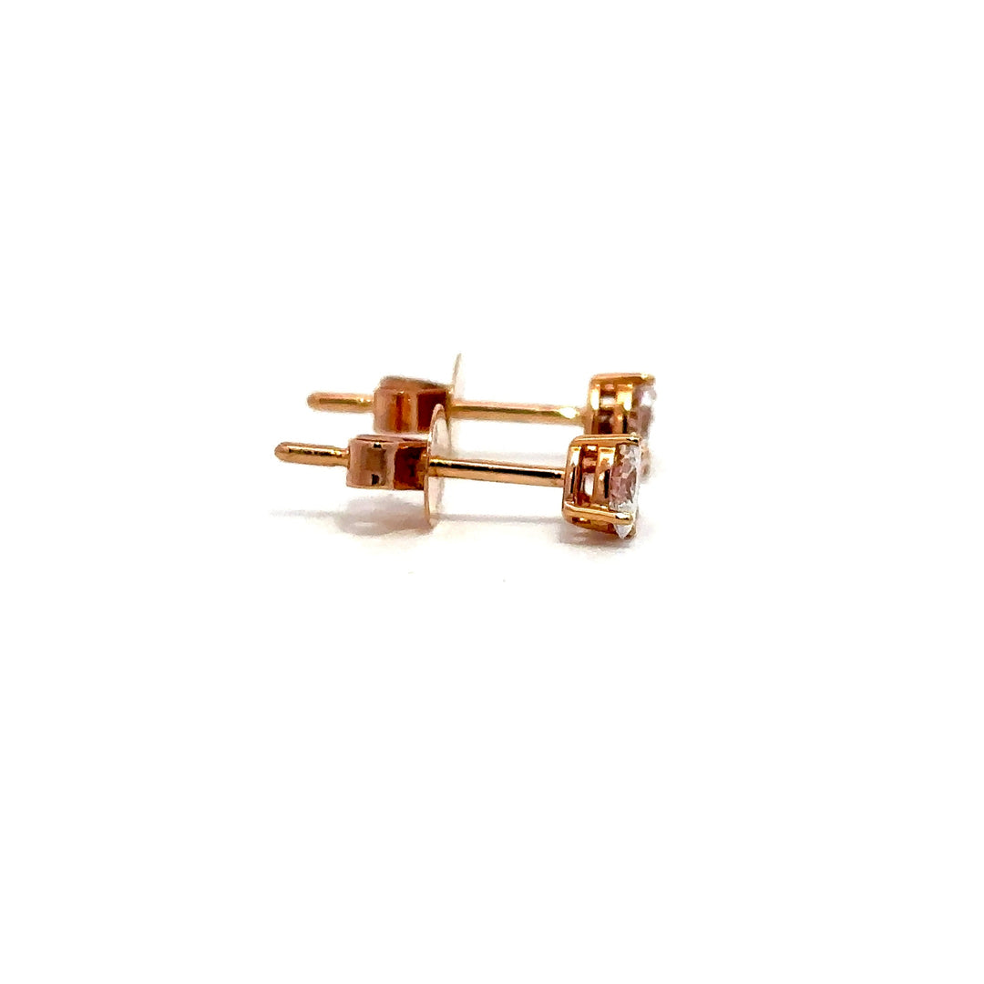 Flourishan Two Stone Stud Earrings (Oval & Round) - 18k Rose Gold #12936