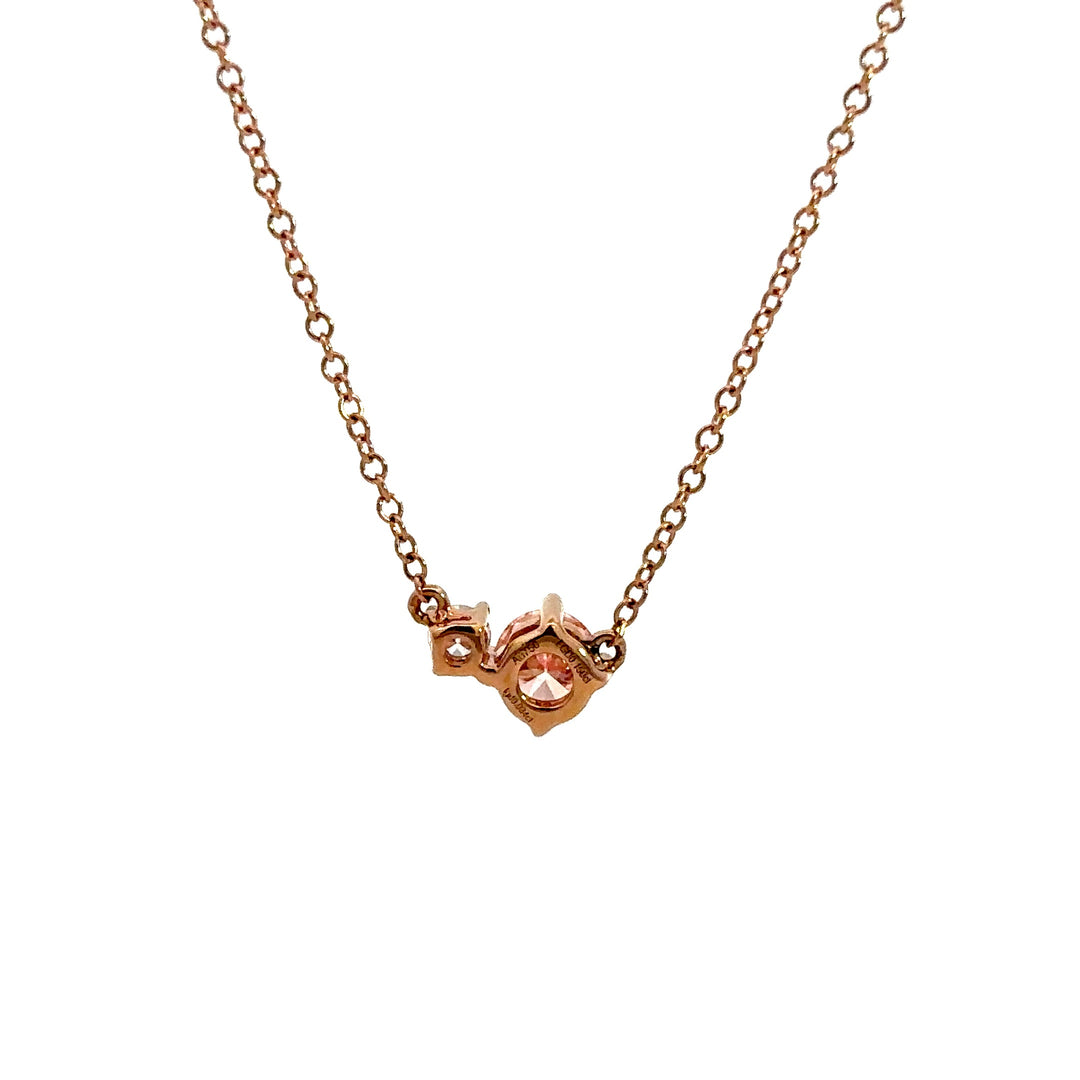 Flourishan Two Stone Necklace (Round) - 18k Rose Gold #12937