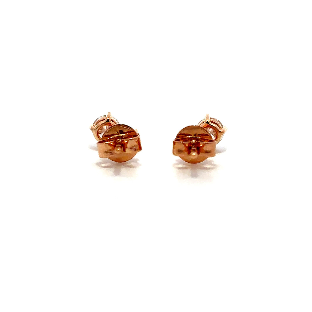 Flourishan Two Stone Stud Earrings (Round) - 18k Rose Gold #12938