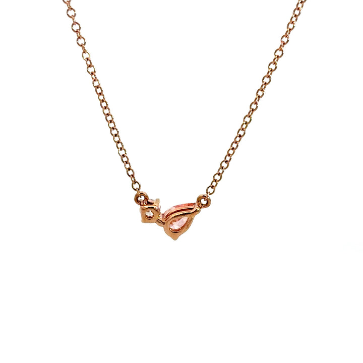 Flourishan Two Stone Necklace (Pear & Round) - 18k Rose Gold #12939
