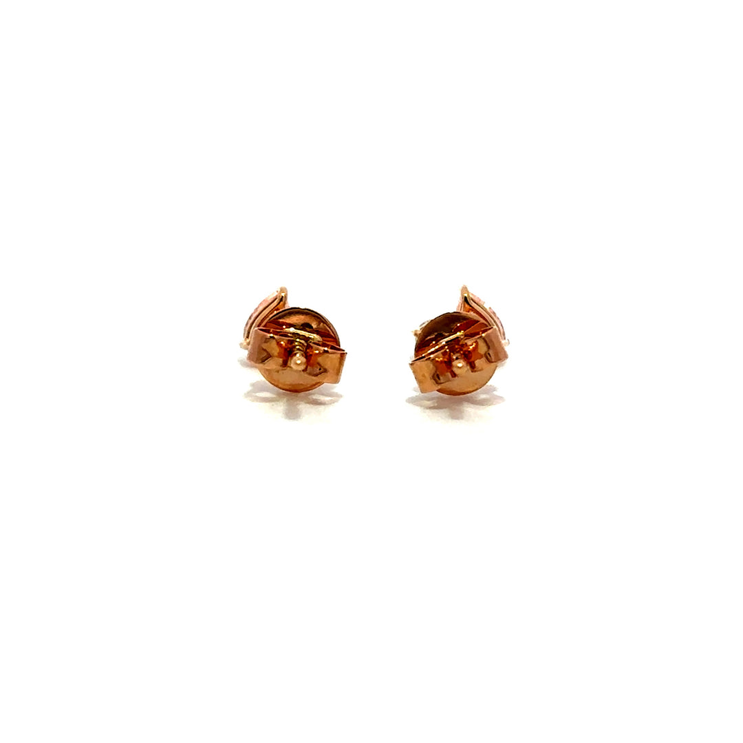 Flourishan Two Stone Stud Earrings (Pear & Round) - 18k Rose Gold #12940