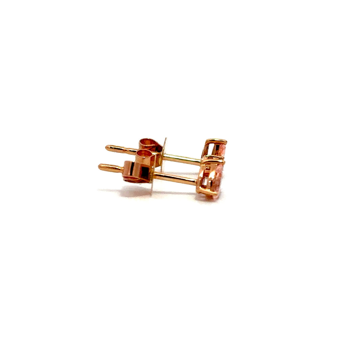 Flourishan Two Stone Stud Earrings (Pear & Round) - 18k Rose Gold #12940