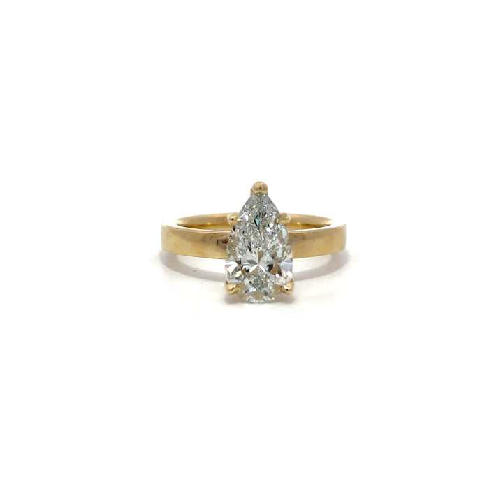 Solitaire Wide Band Ring (Pear) - 14k Yellow Gold 2.00ct #12946