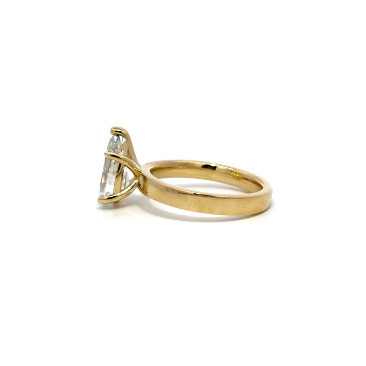 Solitaire Wide Band Ring (Pear) - 14k Yellow Gold 2.00ct #12946
