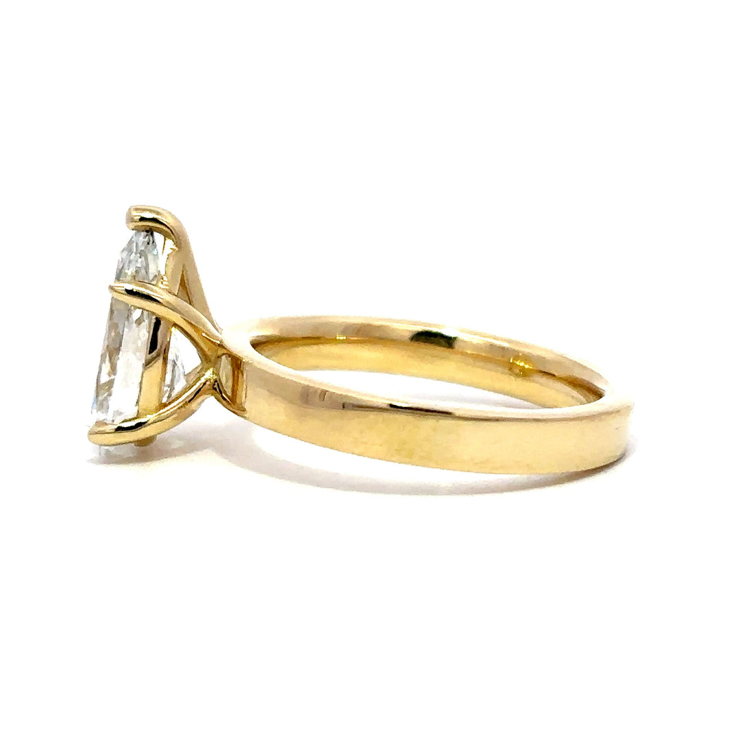 Solitaire Wide Band Ring (Pear) - 14k Yellow Gold 2.00ct #12946