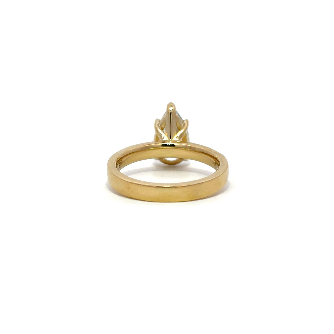 Solitaire Wide Band Ring (Pear) - 14k Yellow Gold 2.00ct #12946