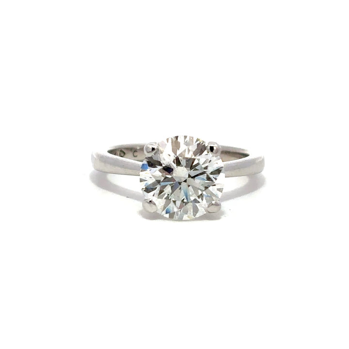 Solitaire Ring (Round) - 14k White Gold 3.07ct #12954
