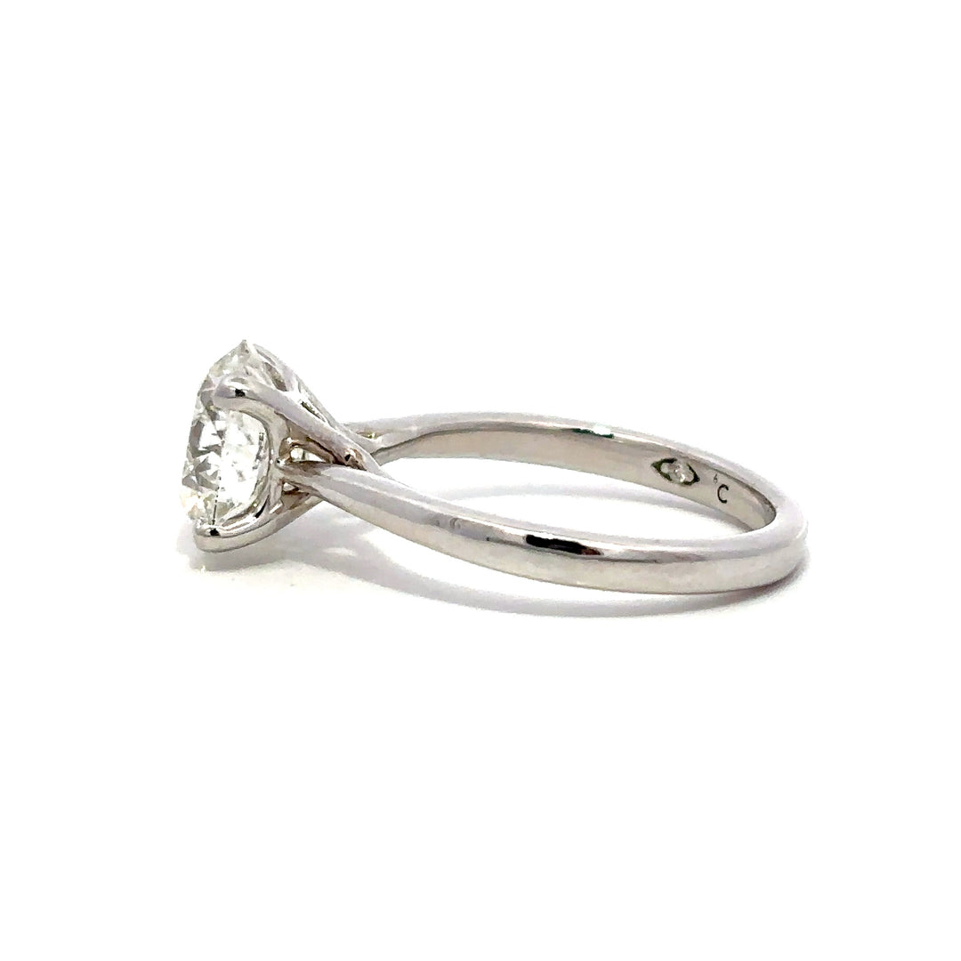 Solitaire Ring (Round) - 14k White Gold 3.07ct #12954