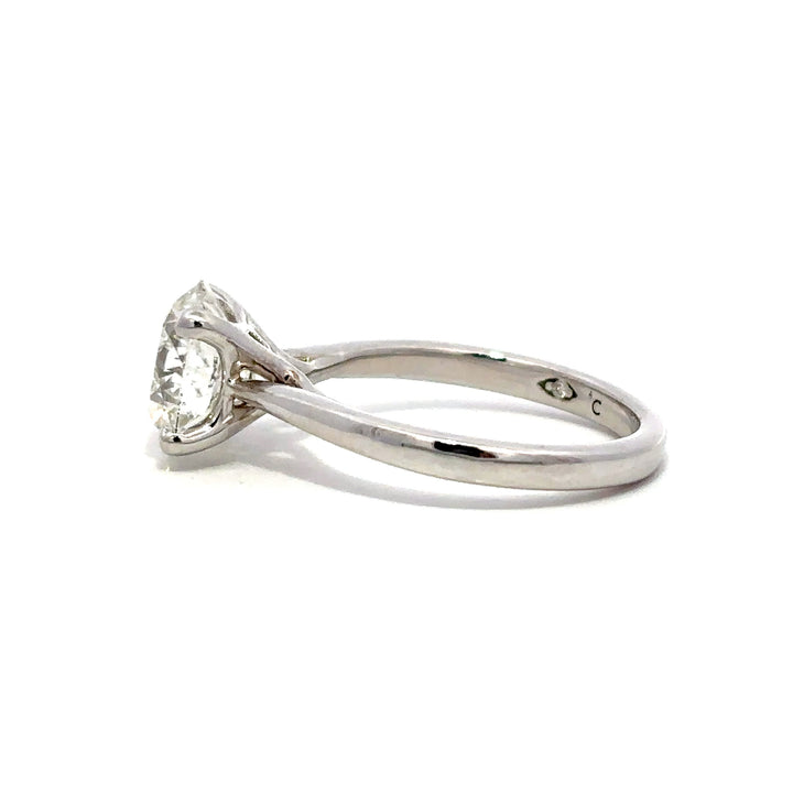 Solitaire Ring (Round) - 14k White Gold 3.07ct #12954