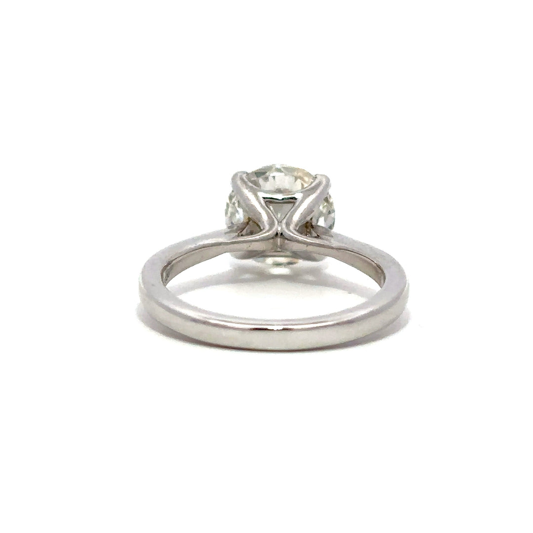 Solitaire Ring (Round) - 14k White Gold 3.07ct #12954