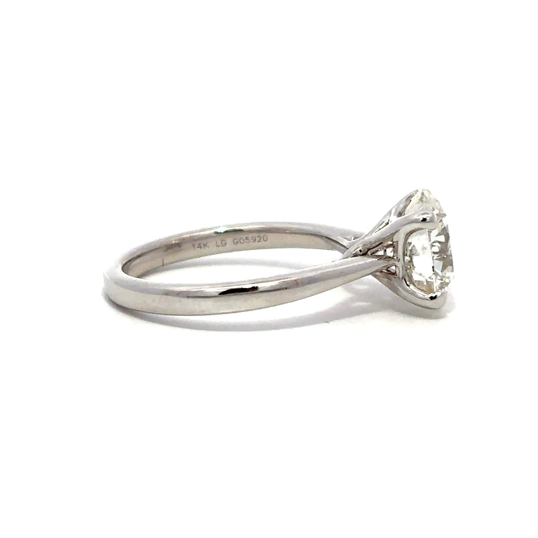 Solitaire Ring (Round) - 14k White Gold 3.07ct #12954