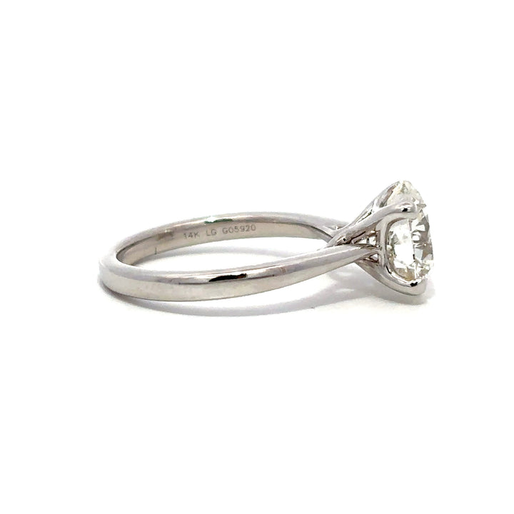 Solitaire Ring (Round) - 14k White Gold 3.07ct #12954