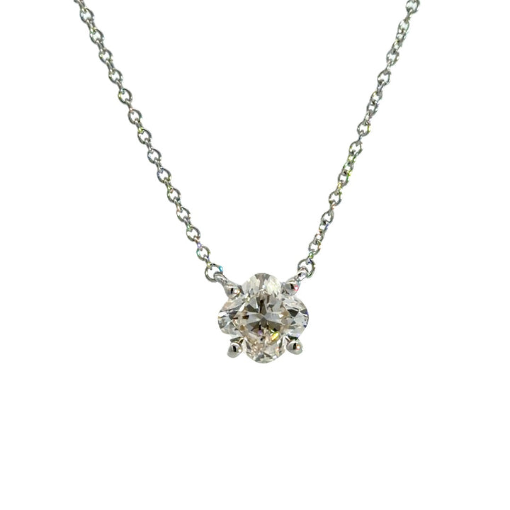 Solitaire Necklace - 14k White Gold 1.00ct #12963