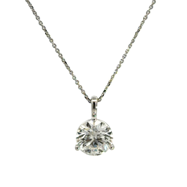 Solitaire Necklace - 14k White Gold 2.00ct #12965
