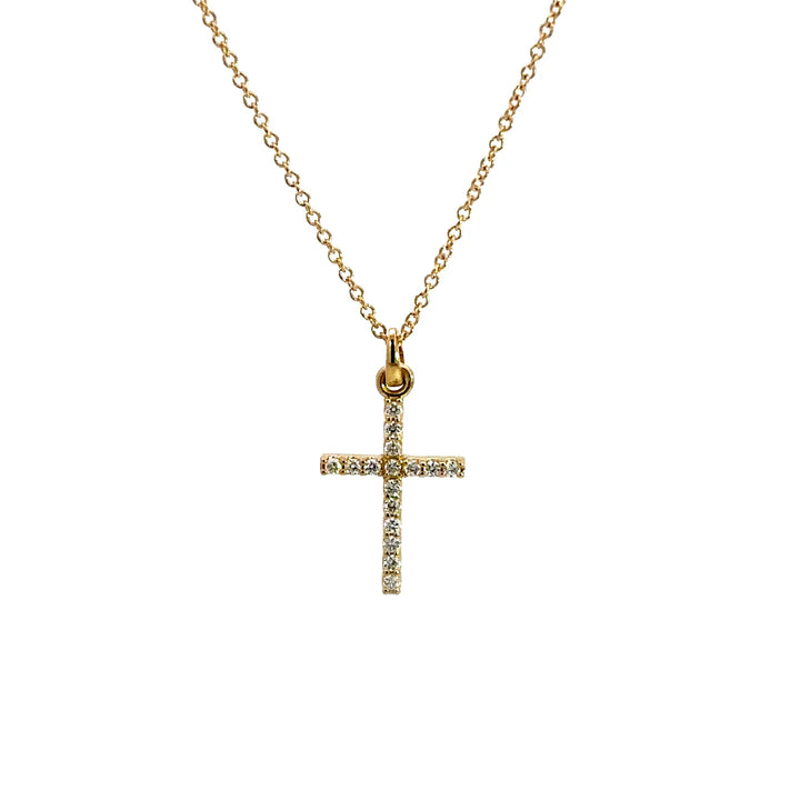Cross Necklace - 14k Yellow Gold 0.10ct #12973