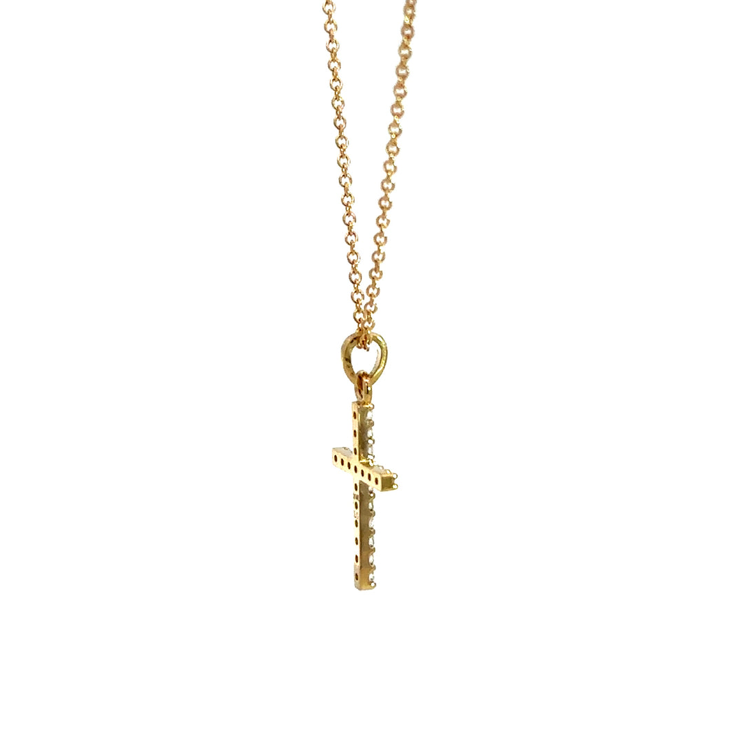 Cross Diamond Necklace - 14k Yellow Gold 0.10ctw #12973