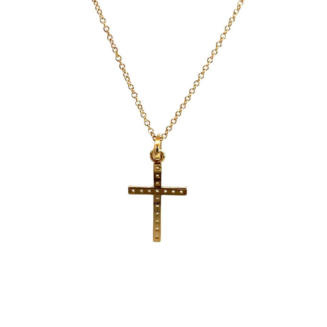 Cross Necklace - 14k Yellow Gold 0.10ct #12973