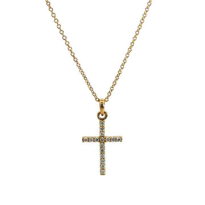 Cross Diamond Necklace - 14k Yellow Gold 0.10ctw #12973