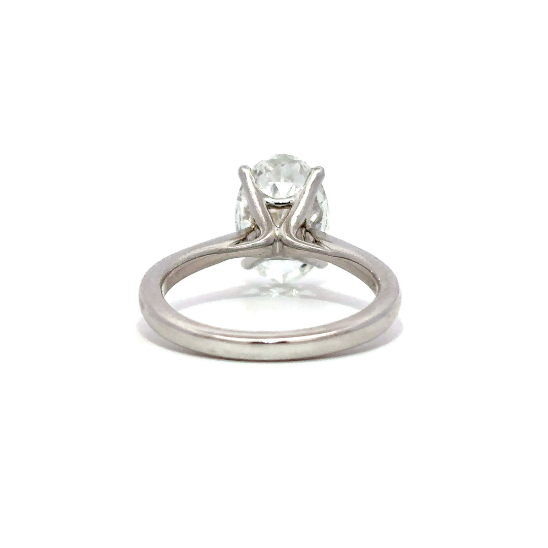 Solitaire Ring (Oval) - 14k White Gold 3.21ct #12974