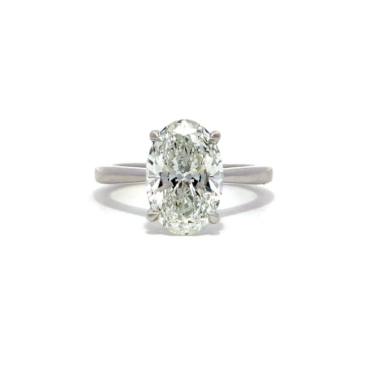Solitaire Ring (Oval) - 14k White Gold 3.21ct #12974