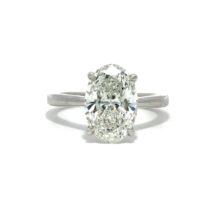 Solitaire Ring (Oval) - 14k White Gold 3.21ct #12974