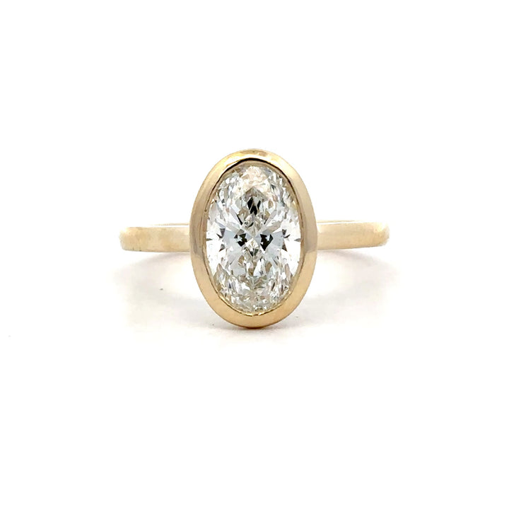 Solitaire Bezel Ring (Oval) - 14k Yellow Gold 2.01ct #12986