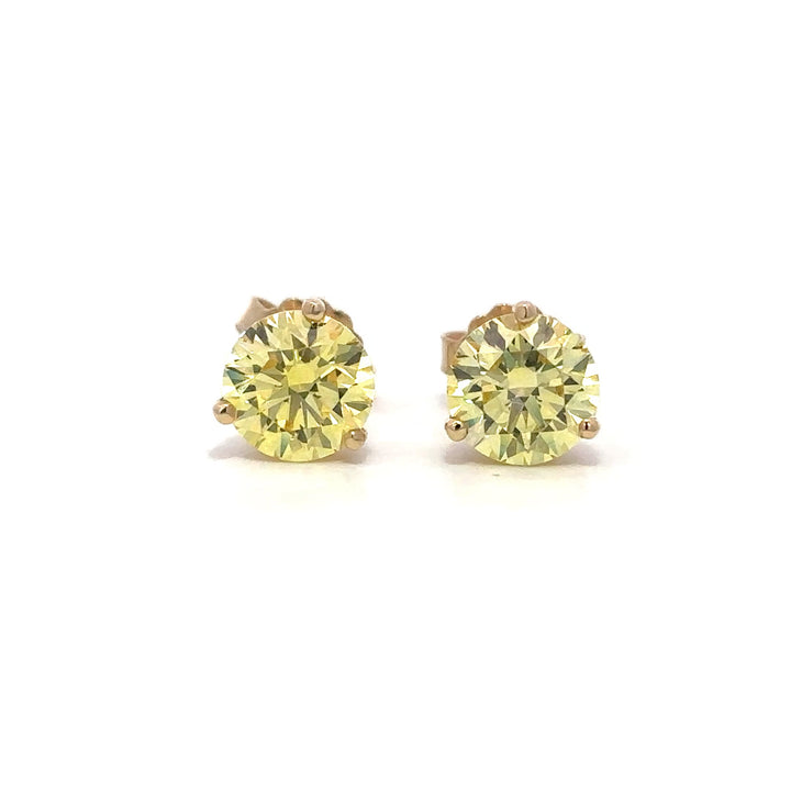 Solitaire Earrings (Martini-Set) - 14k Yellow Gold Fancy Yellow 2.24ct #13083
