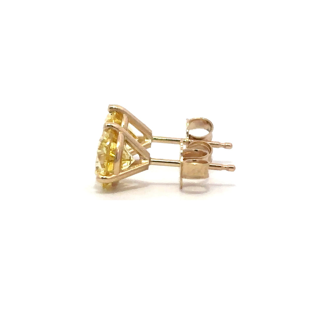 Solitaire Earrings (Martini-Set) - 14k Yellow Gold Fancy Yellow 2.24ct #13083