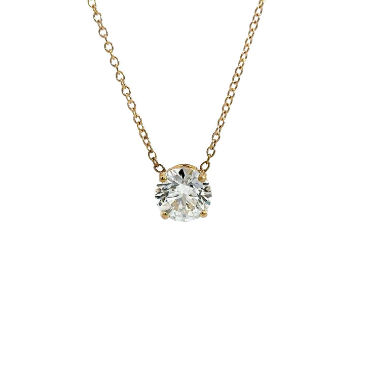 Solitaire Necklace (Round) - 14k Yellow Gold 1.00ct #13088