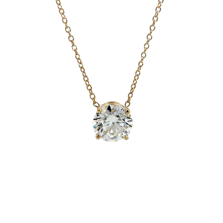 Solitaire Necklace (Round) - 14k Yellow Gold 1.50ct #13089